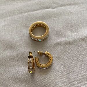 Gold vermeil rhinestone Ring and earrings
